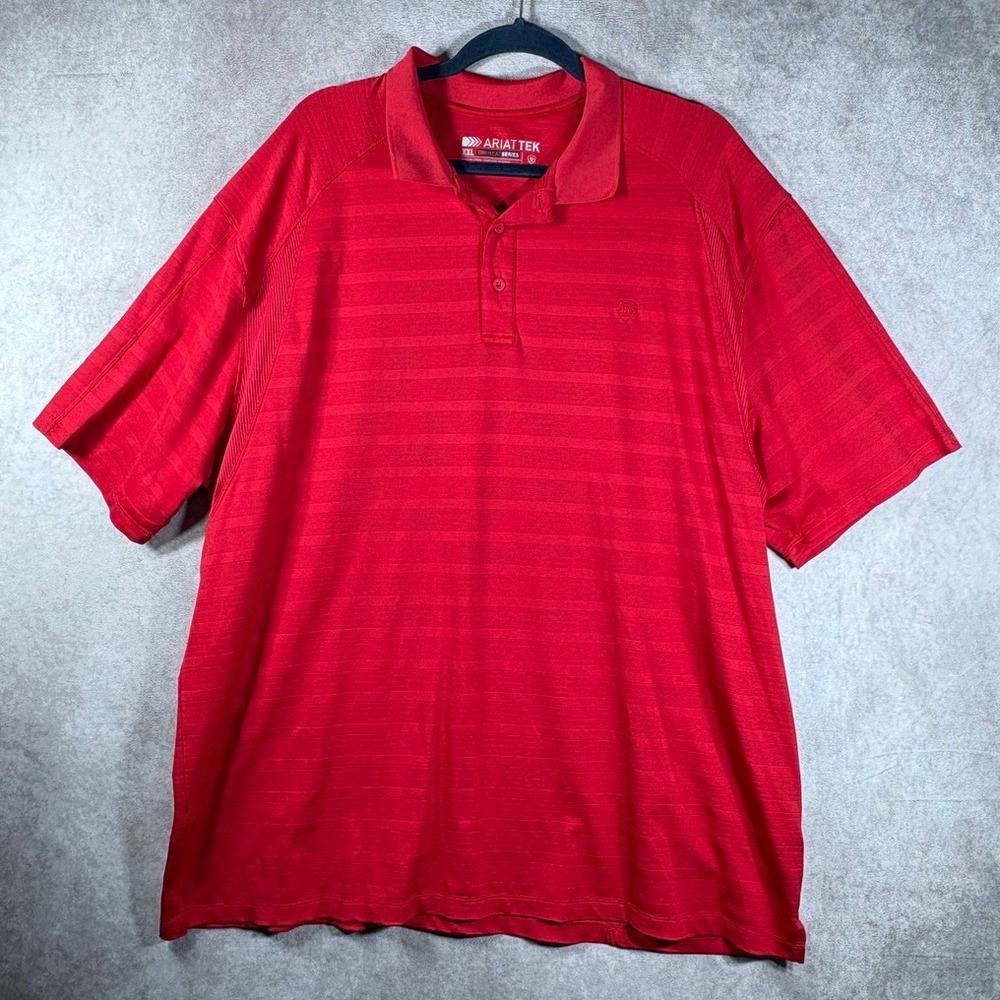 Ariat Polo Mens‎ XXL Red AriatTEK Heat Series Performance Short Sleeve Athletic